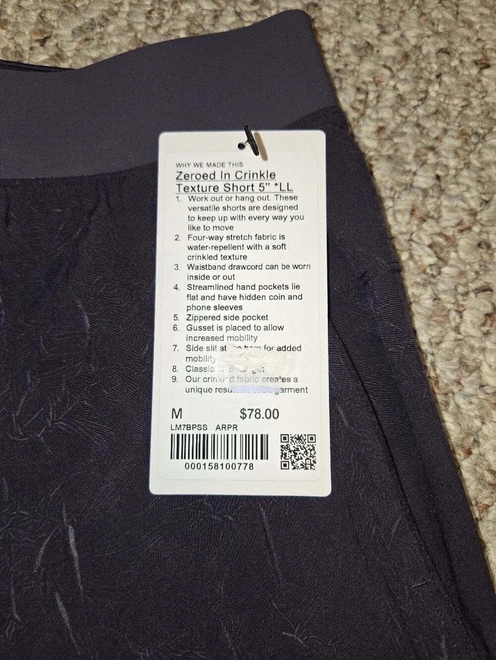 NWT Lululemon Zero In Crinkled Textured Shorts 5